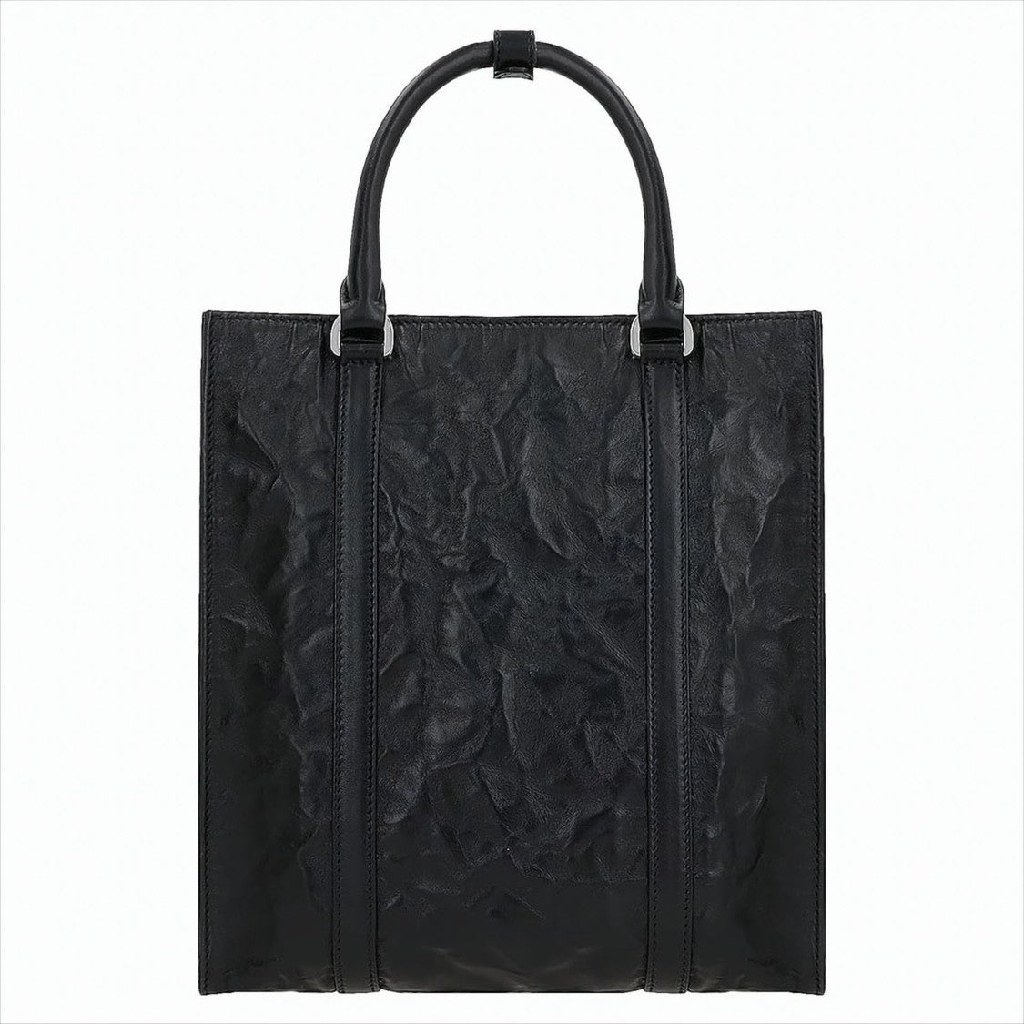 Prada Wrinkled Nappa Leather Mini Tote Bag With Iconic Logo Plaque