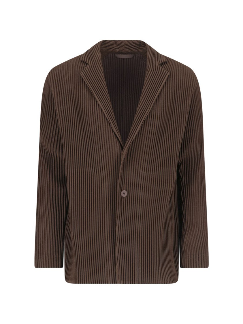 Homme Plissé Issey Miyake Brown Pleated Classic Lapel Blazer