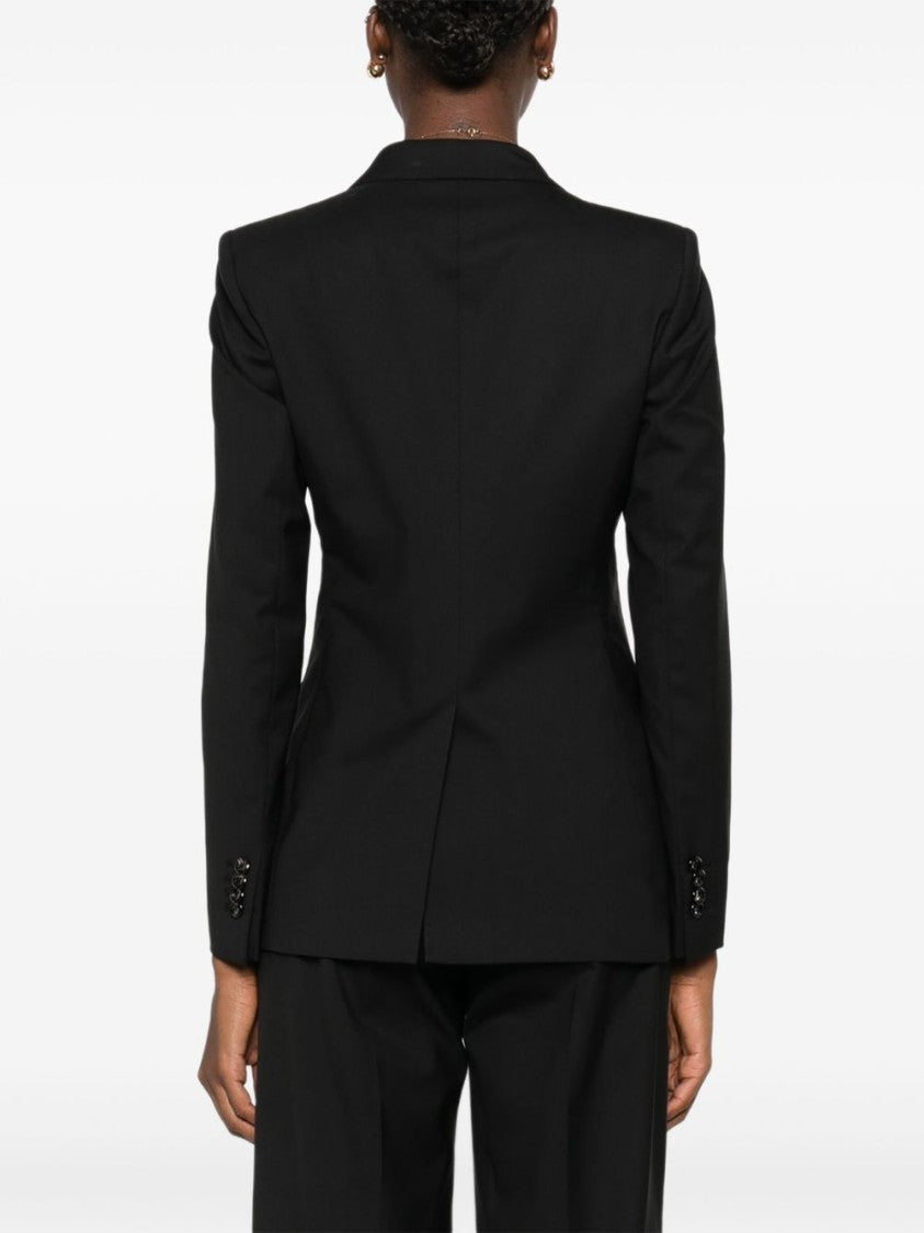 Tagliatore Double-Breasted Tailored Blazer In Black Wool Blend