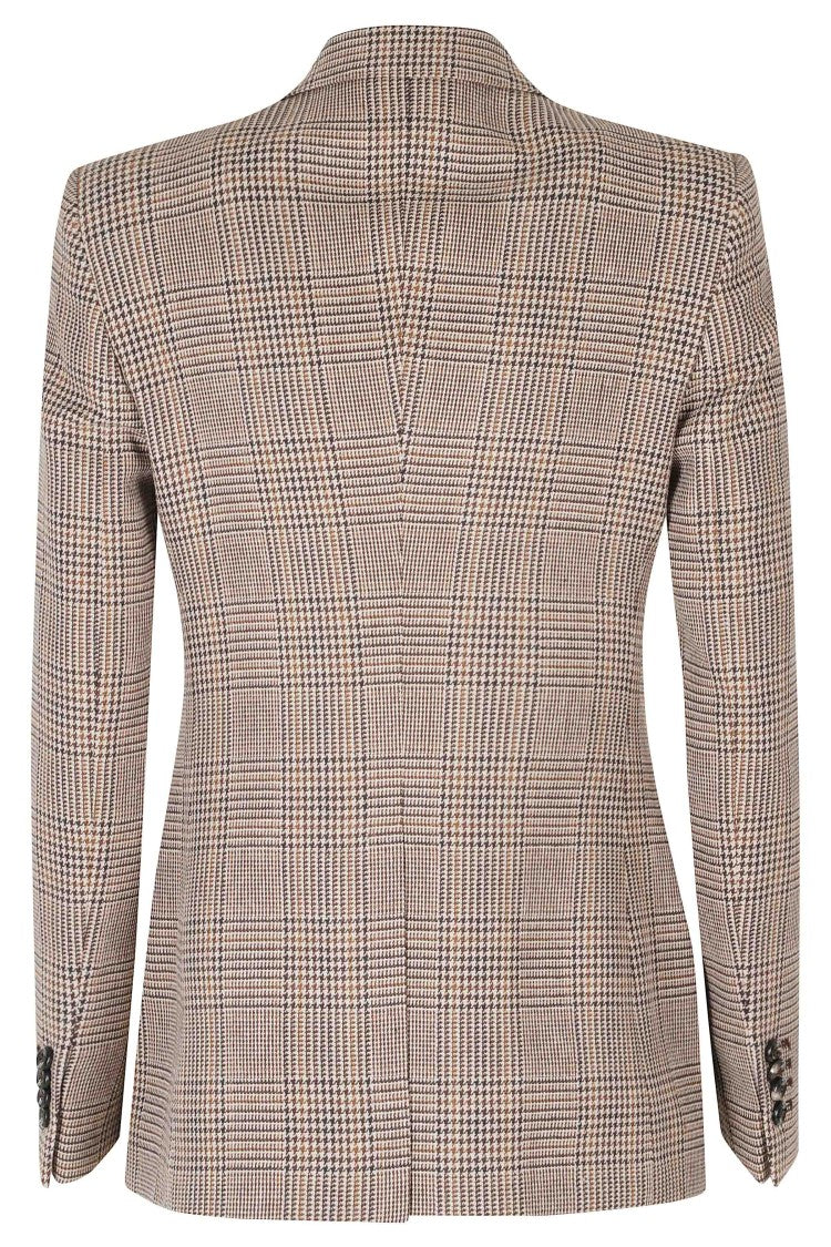 Tagliatore Dark Brown Double-Breasted Prince Of Wales Polyester-Blend Blazer