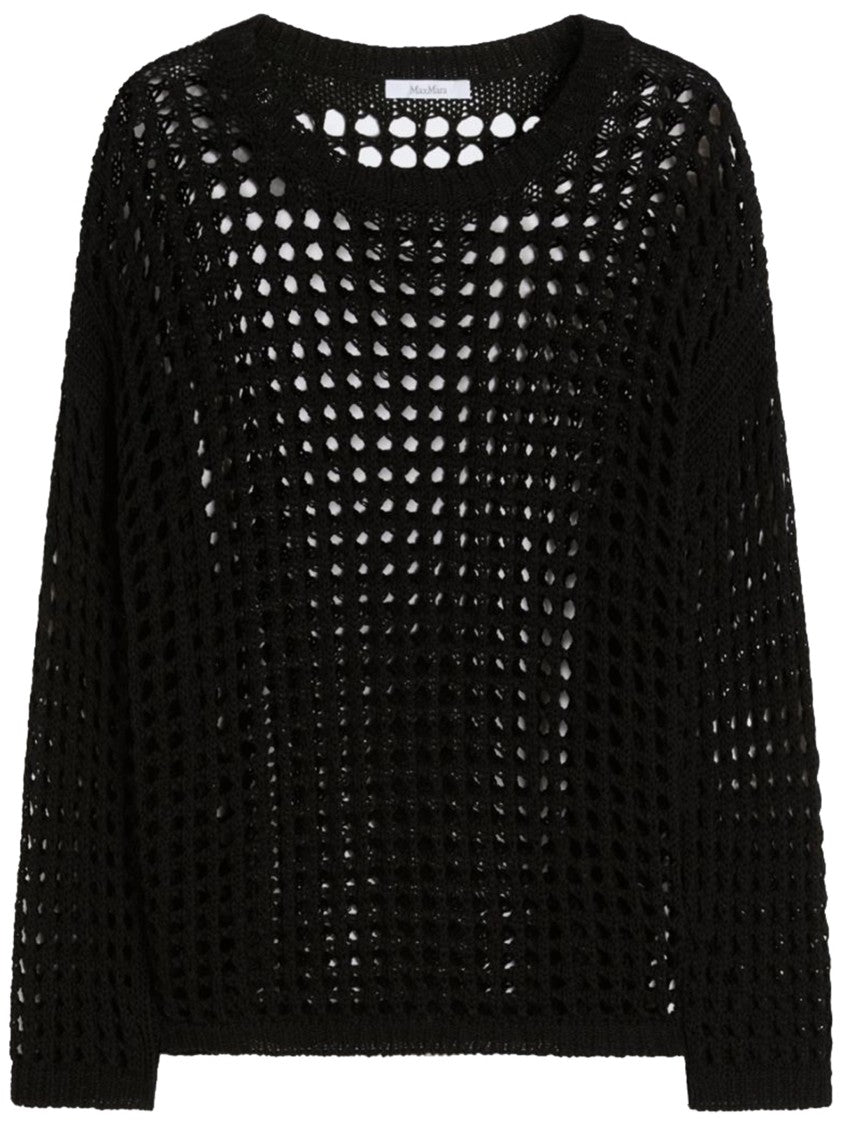 Max Mara Black Febe Open-Weave Knit Sweater