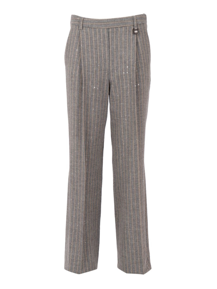 Lorena Antoniazzi Pinstripe Tailored Pants In Luxurious Virgin Wool Blend