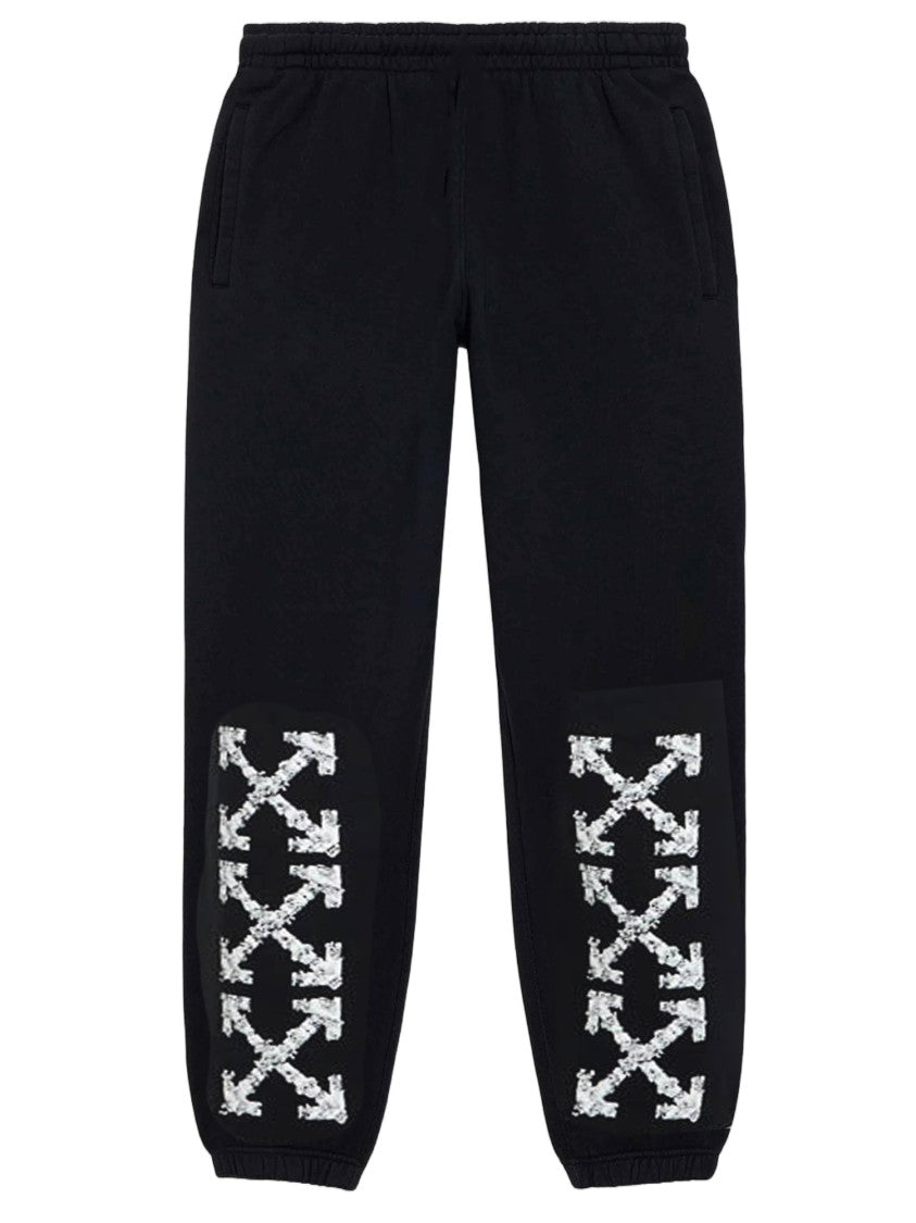Off-White Sporty Black Cotton Pants With Contrast Logo Print