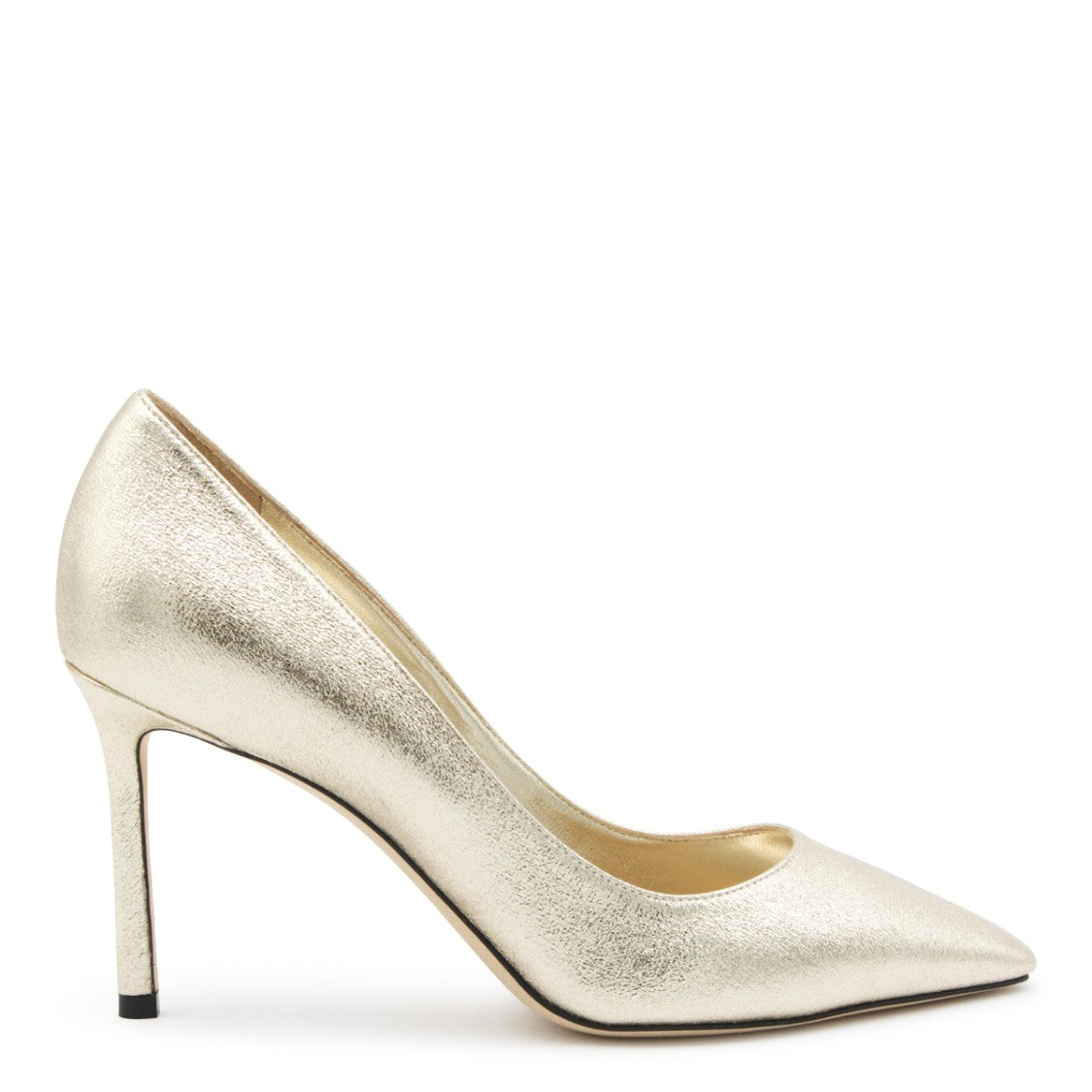Jimmy Choo Pointed Toe Stiletto Heel Metallic Finish Pumps - Gold