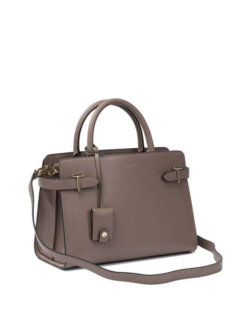 Le Tanneur Rectangular Grey Leather Handbag