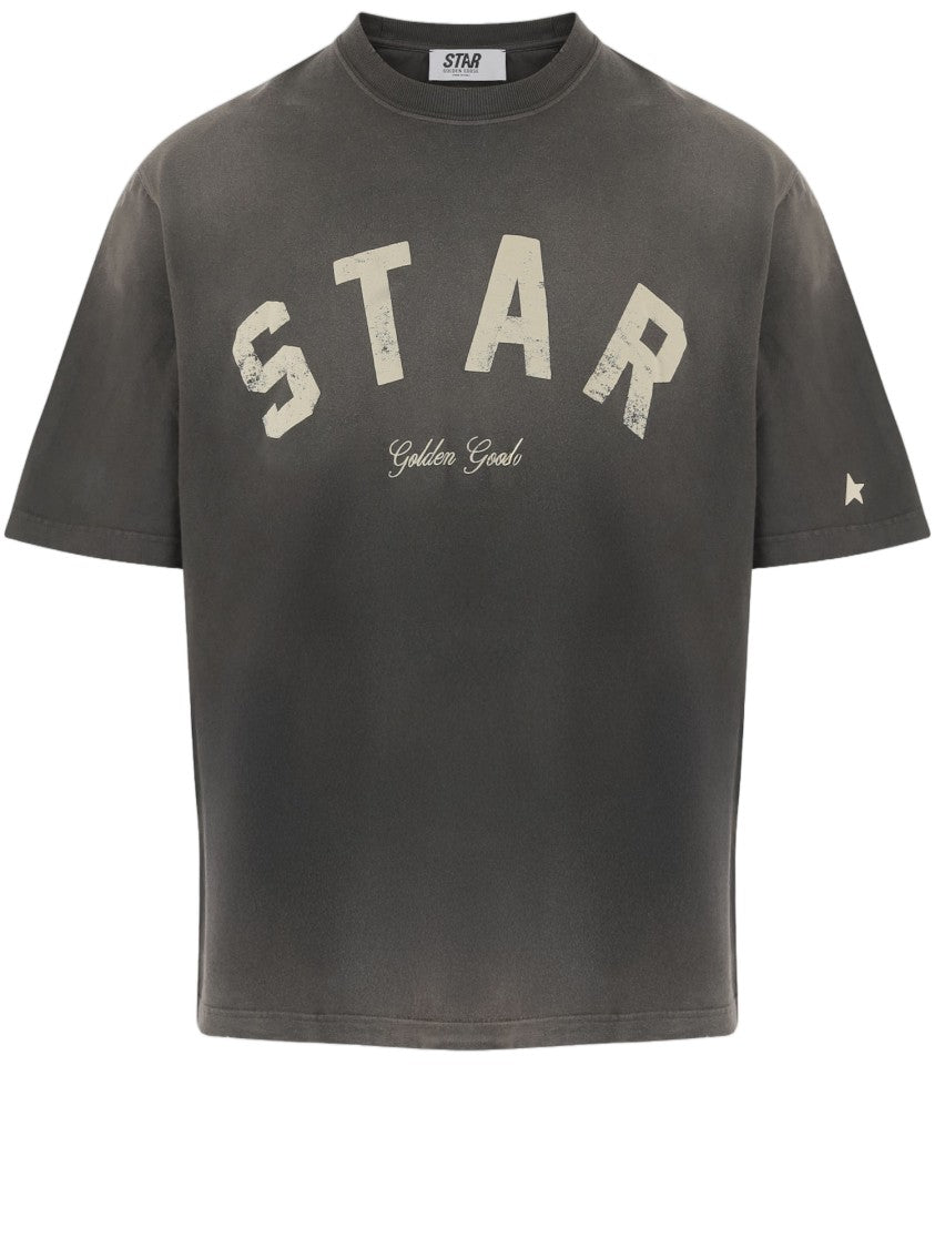 Golden Goose Dark Gray Vintage Logo Print Cotton T-Shirt