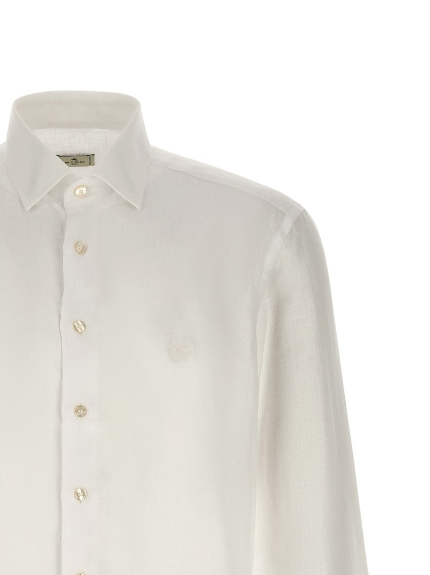 Etro Linen Shirt With Tone-On-Tone Embroidered Logo