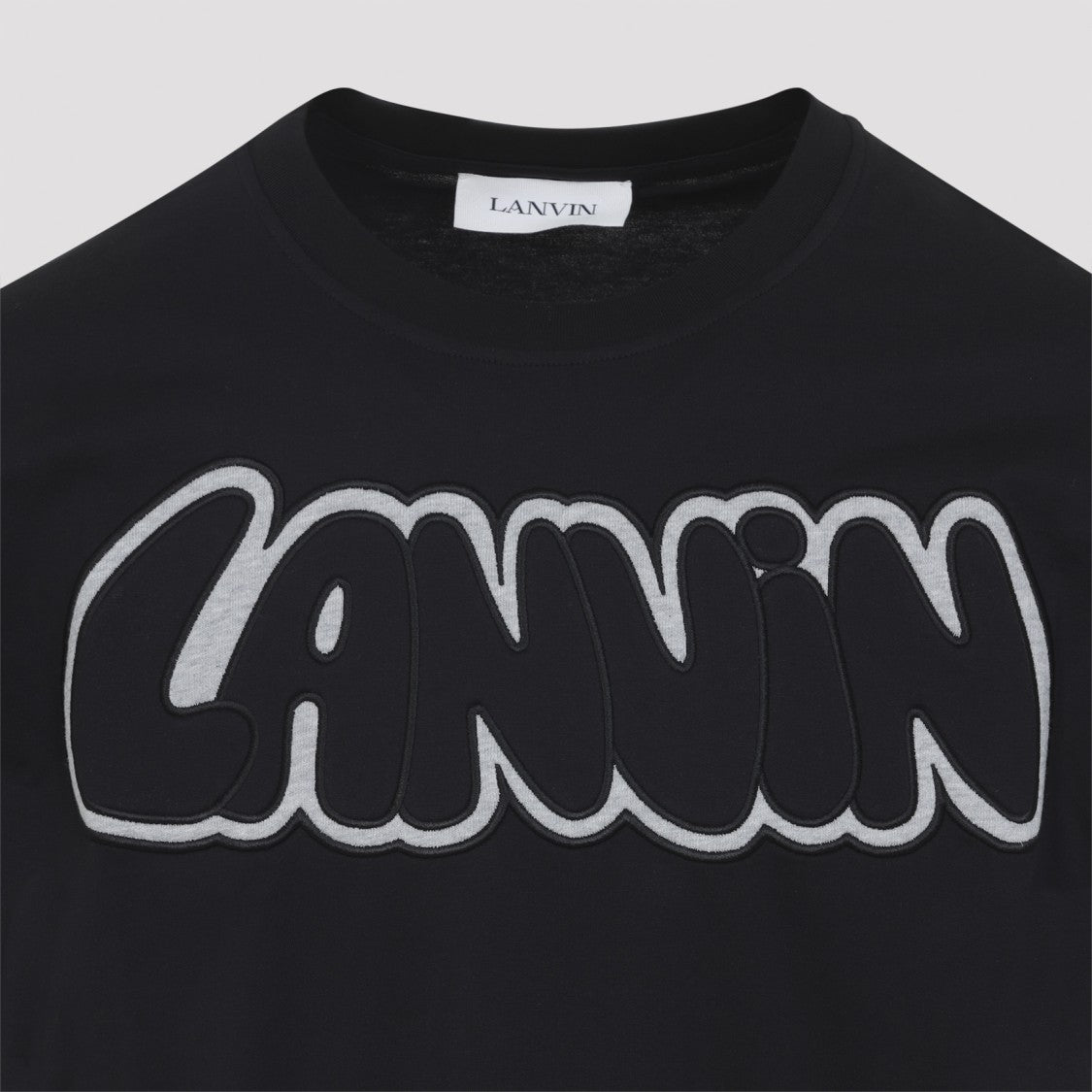 Lanvin Graphic Logo Black T-Shirt With Contrasting Outline