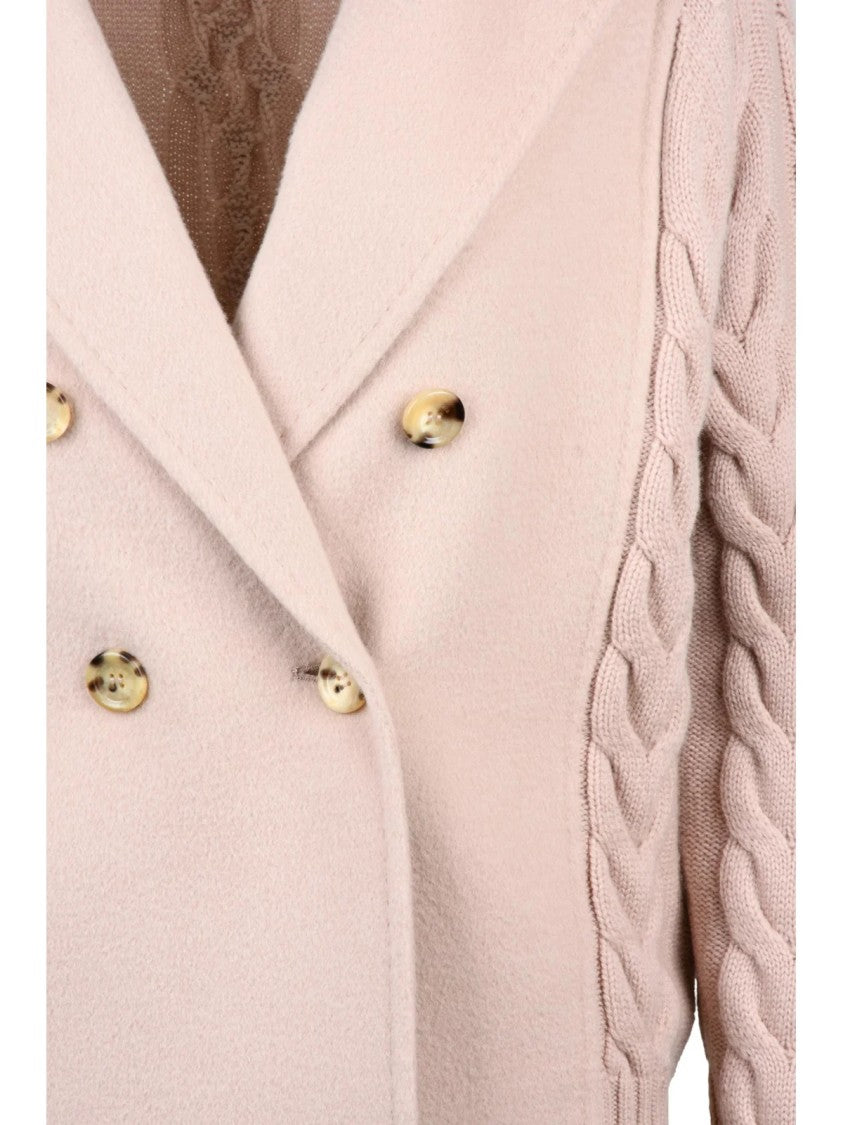 Max Mara Pink Wool-Blend Double-Breasted Jacket