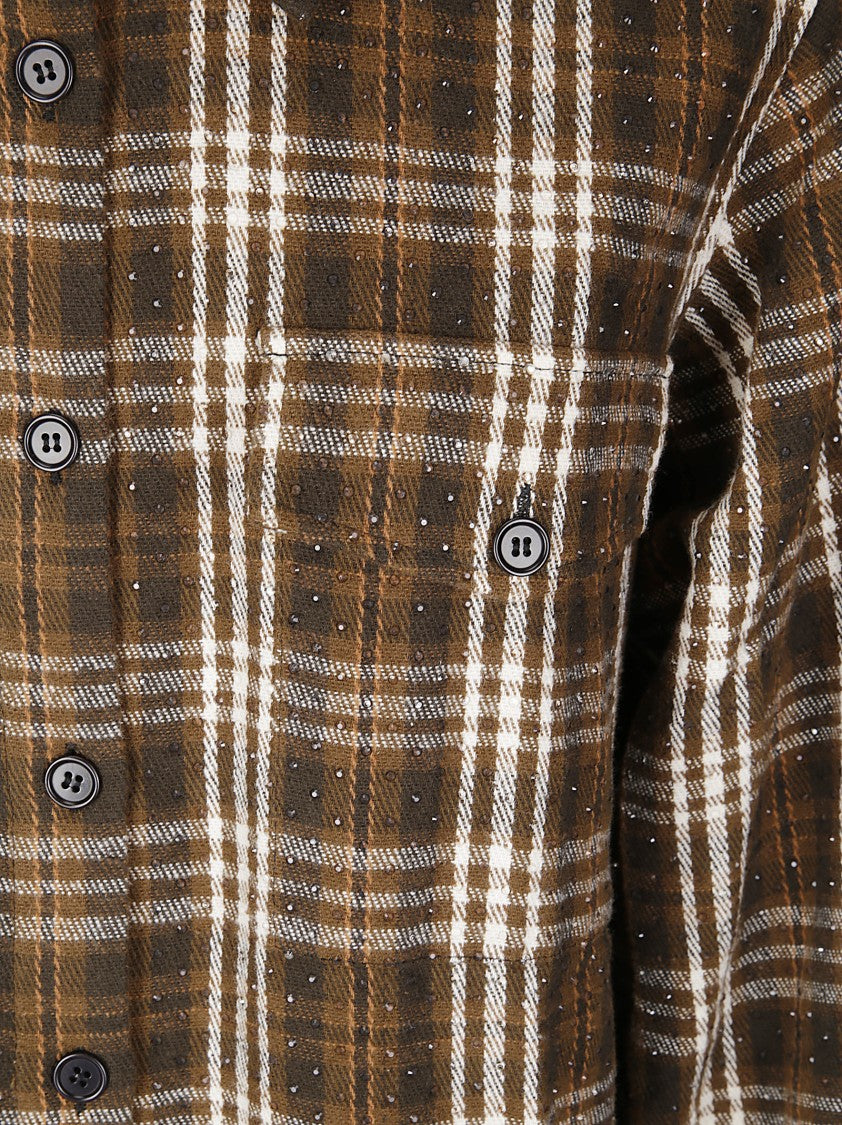 P.A.R.O.S.H. Checked Cotton Shirt With Rhinestone Embellishments