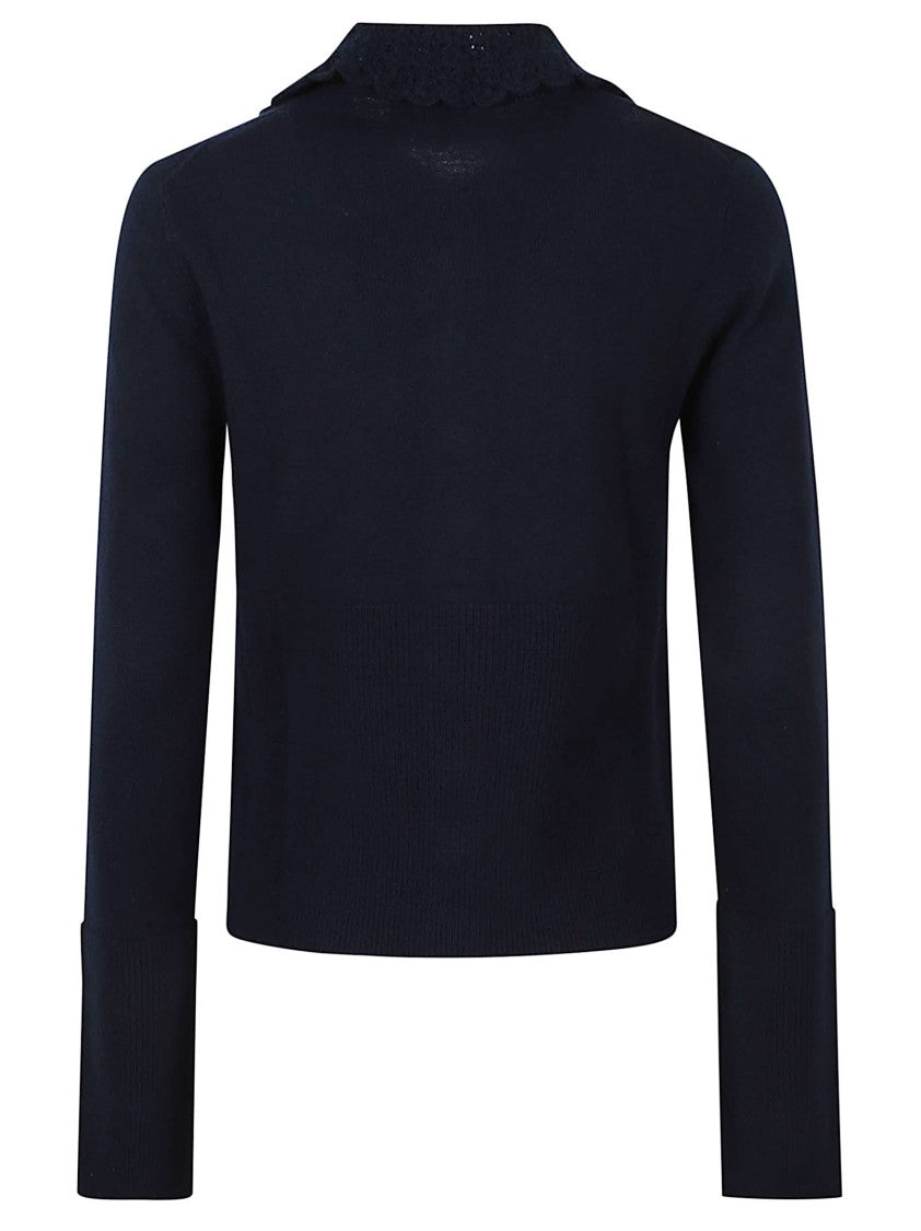 Chloé Wool Wool-Blend Guipure Collar Cardigan