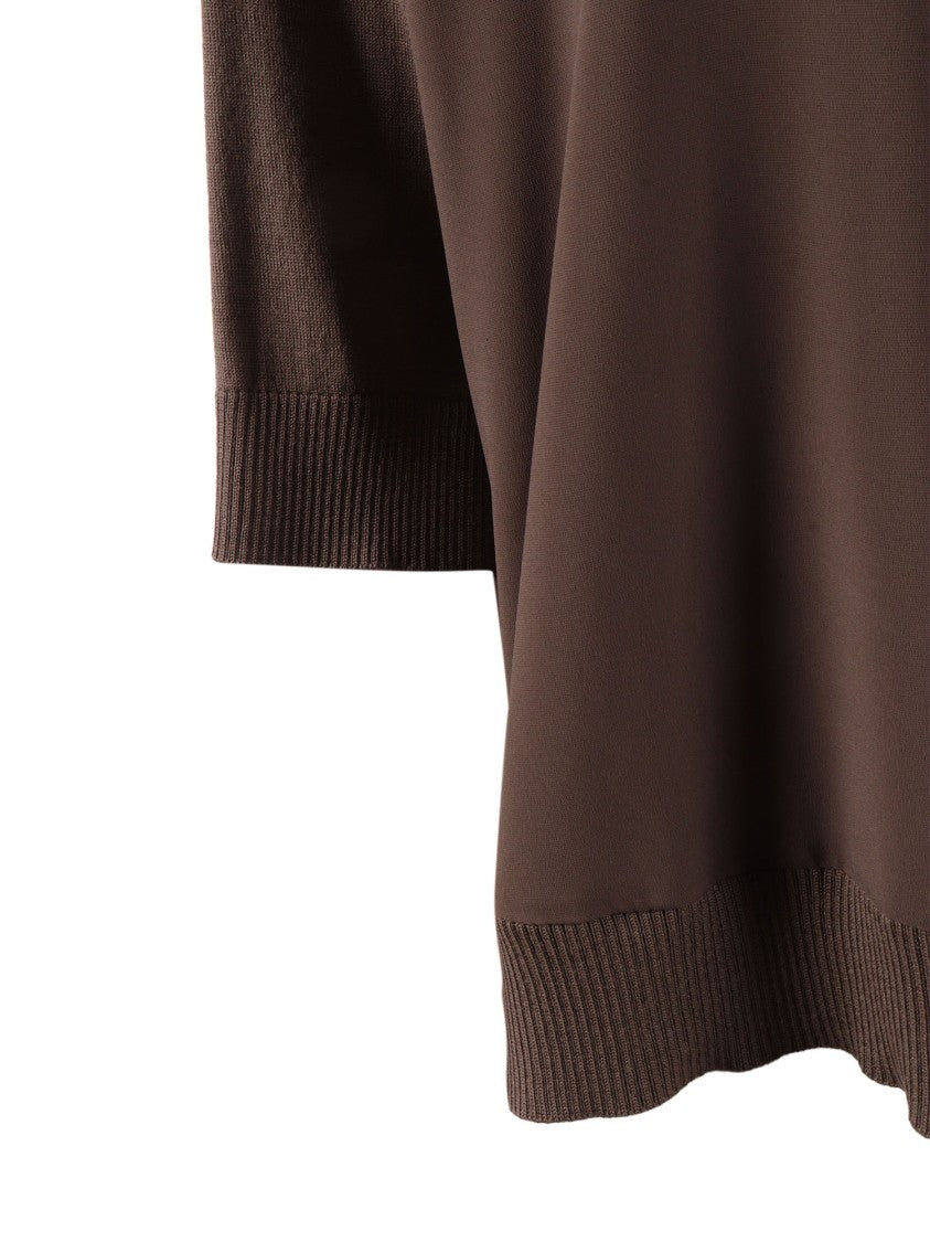 Peserico Boxy Brown Knit Sweater With Ribbed Detailing