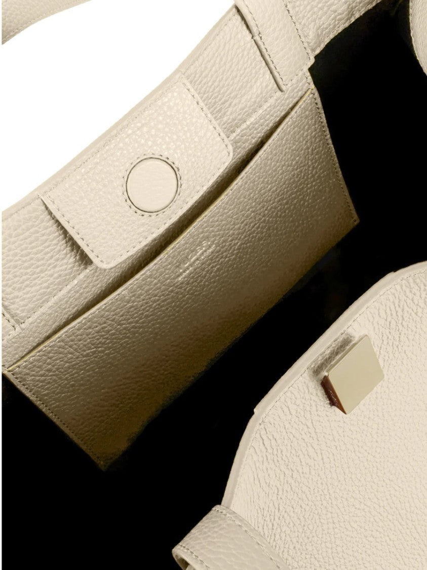 Yuzefi Textured Leather Tote Bag With Dual Top Handles