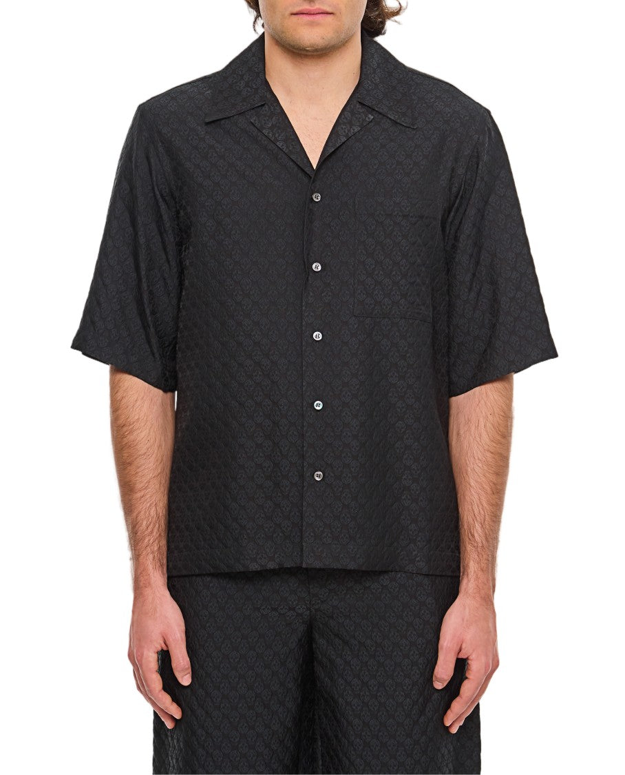 Alexander Mcqueen Short-Sleeved Button-Up Shirt With Embossed Skull Pattern