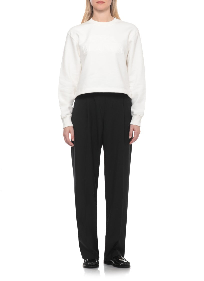 Casablanca White Cotton-Cashmere Embroidered Sweatshirt