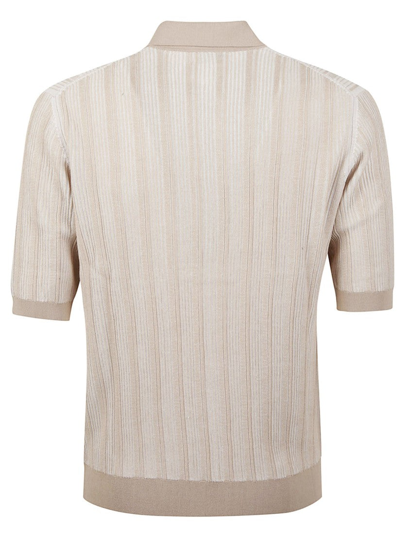 Ballantyne Stripe Short-Sleeve Cotton Polo Shirt
