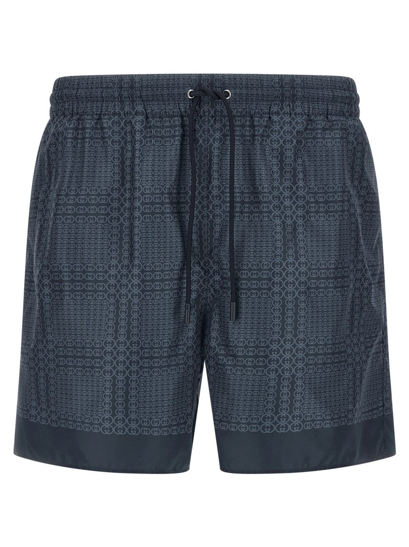 Gucci 'Incrocio Gg' Print Technical Poplin Swimsuit
