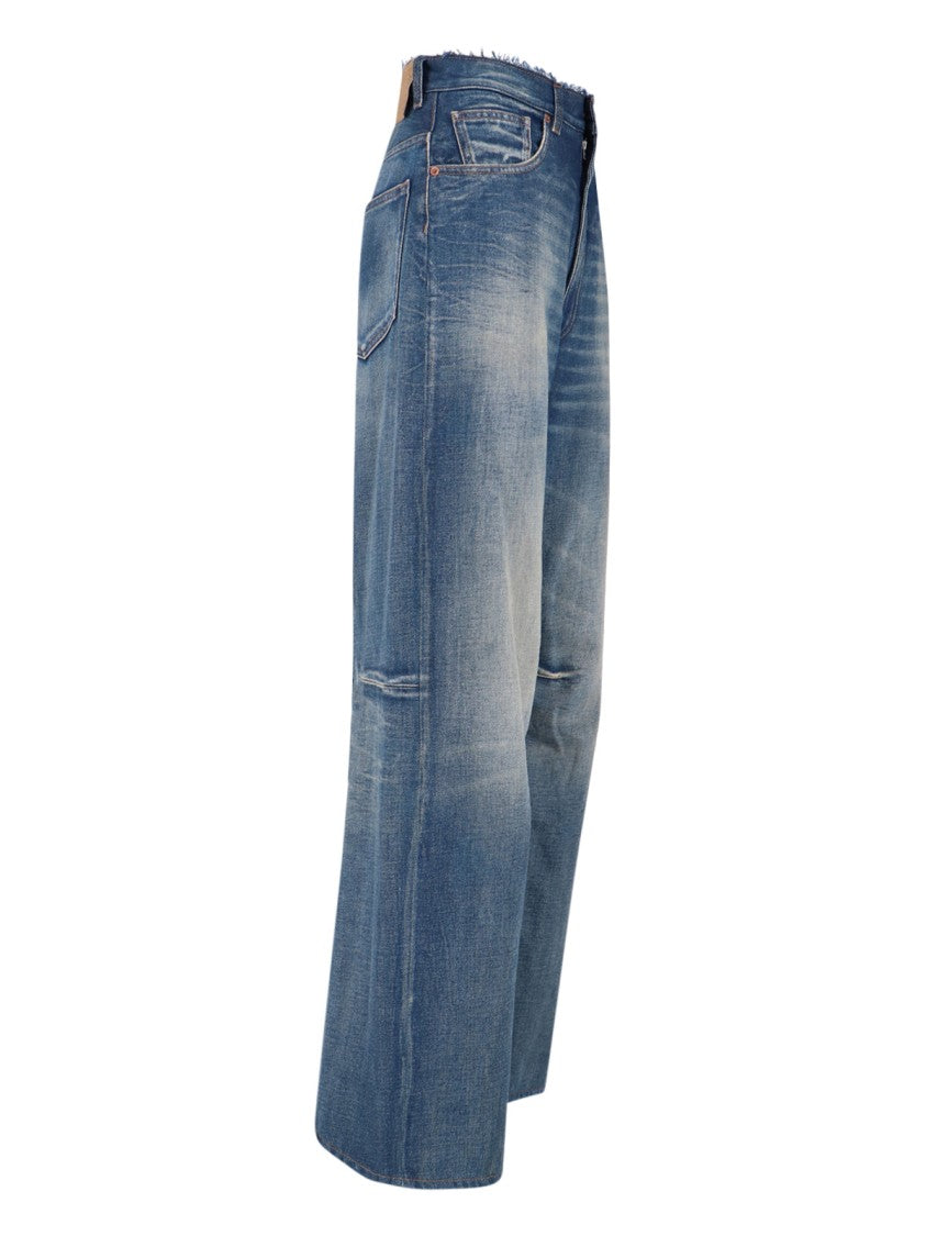 Mm6 By Maison Margiela Frayed Wide-Leg Jeans With High Waist