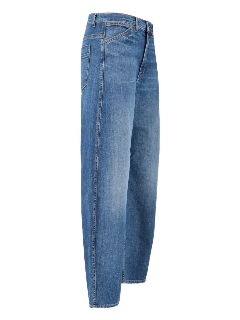 Nili Lotan Wide-Leg Jeans With Mid-Blue Wash