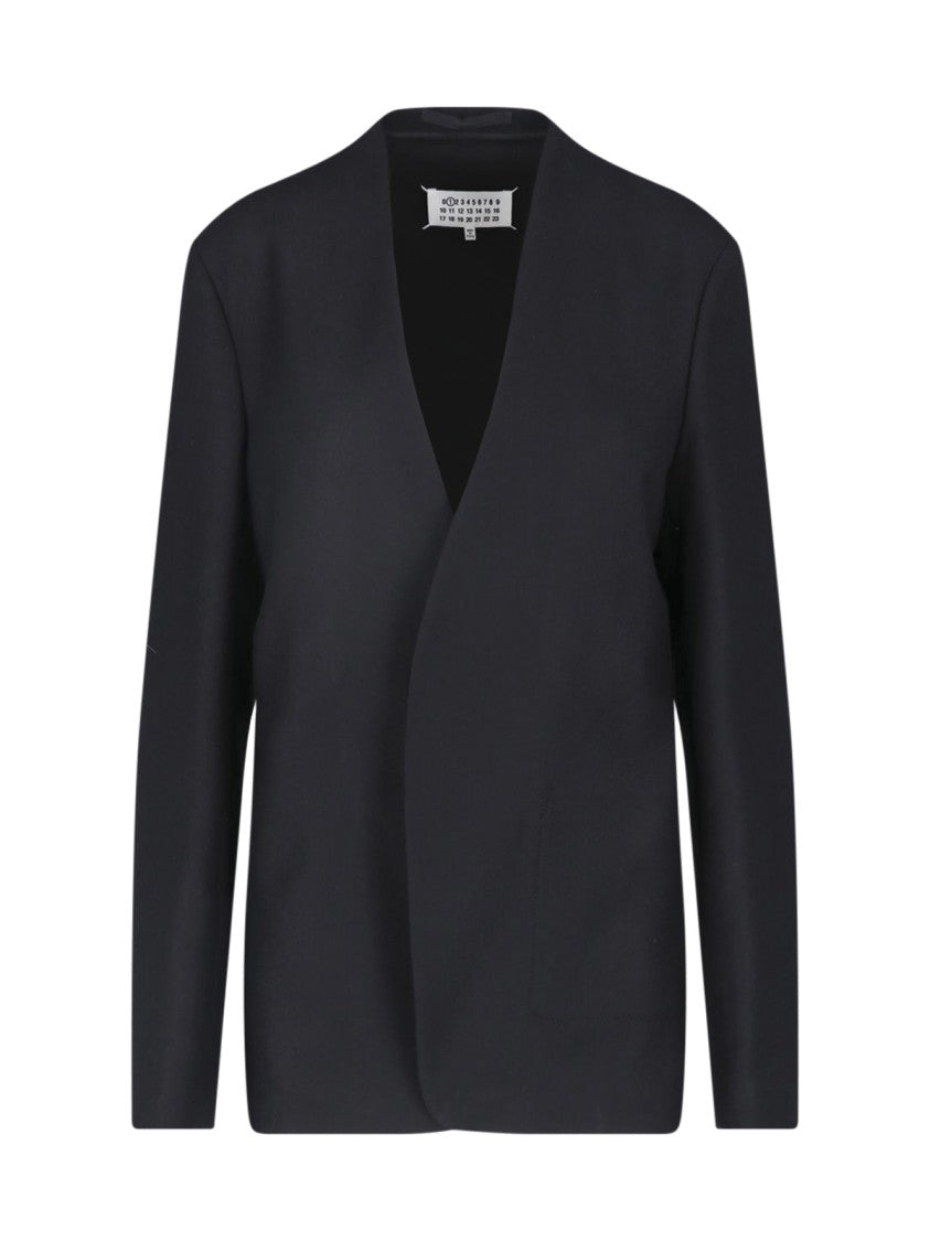 Maison Margiela Black Virgin Wool V-Neck Blazer