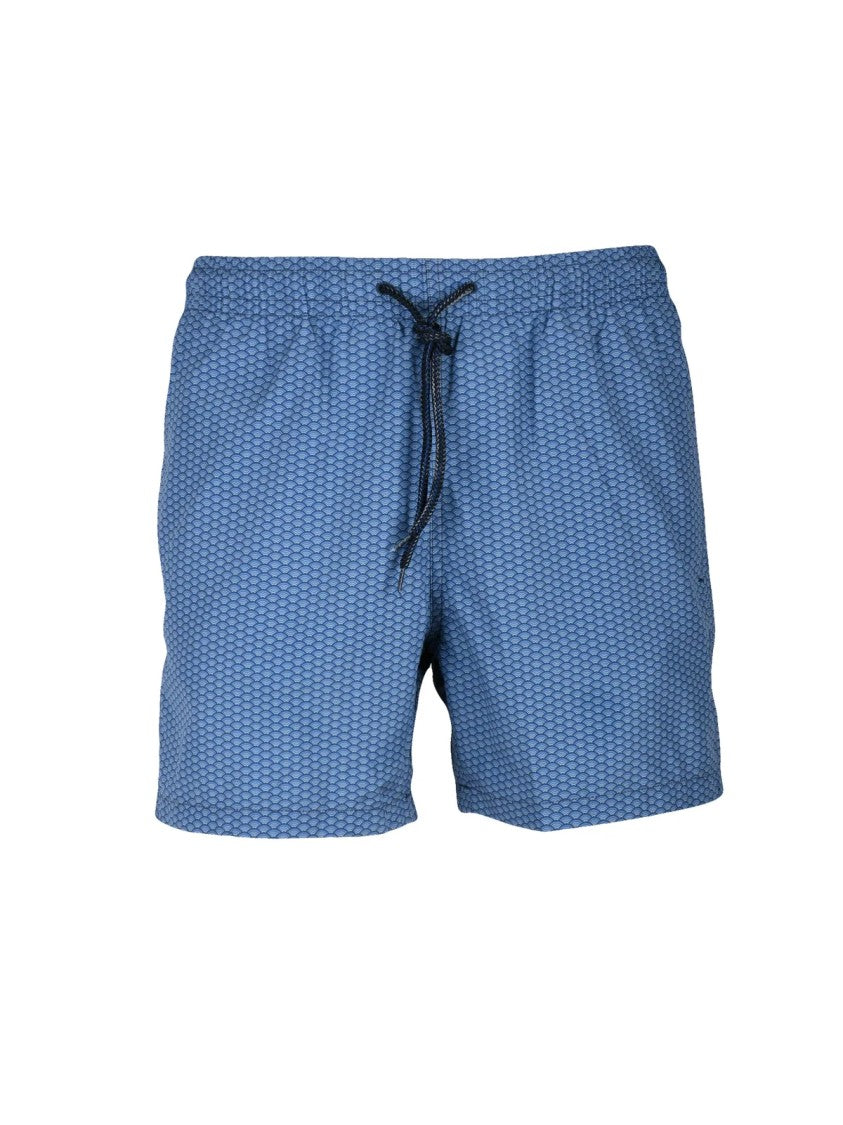 Drumohr Mid-Thigh Swim Shorts With Textured Pattern And Adjustable Fit