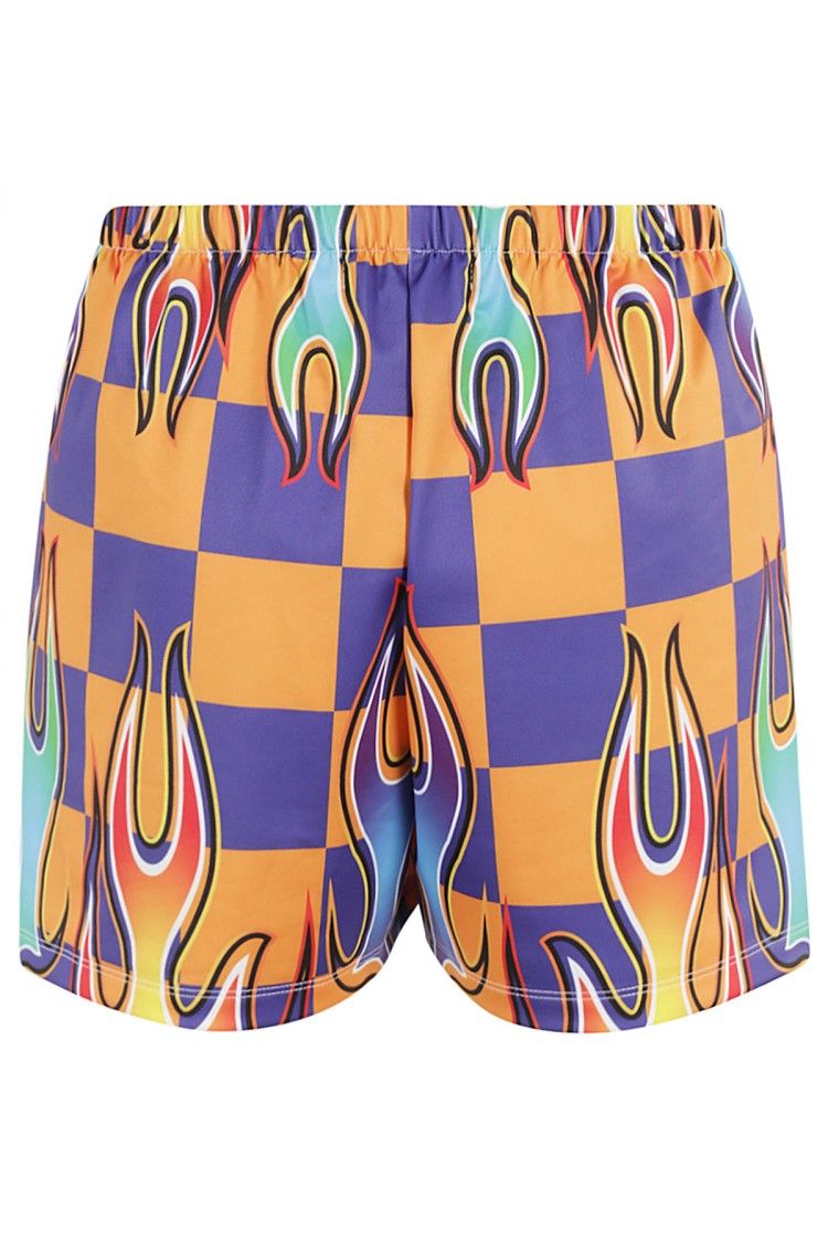 Liberal Youth Ministry Lym Fire-Print Stretch Nylon Shorts With Elasticized Waistband