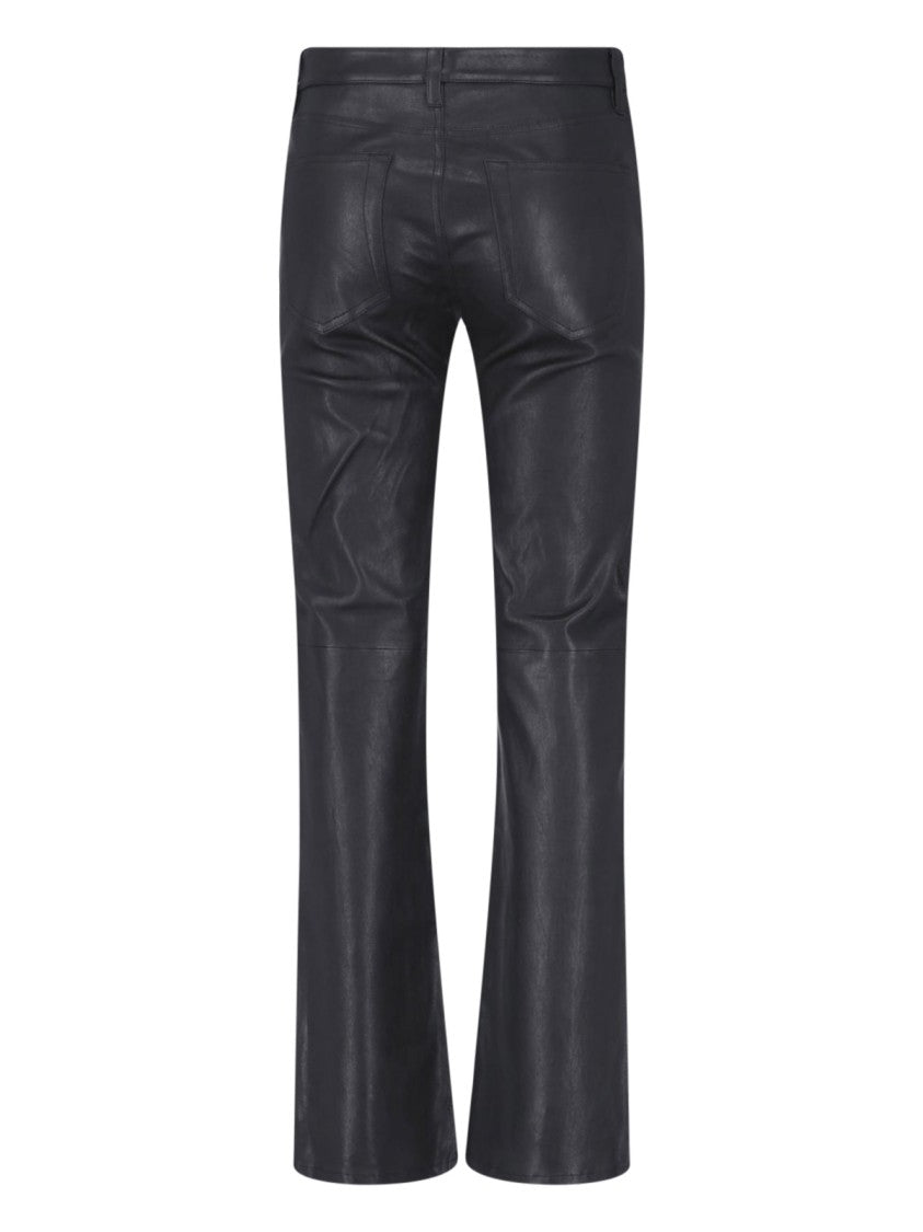 Frame Straight-Leg Leather Trousers With Zip Closure And Belt Loops
