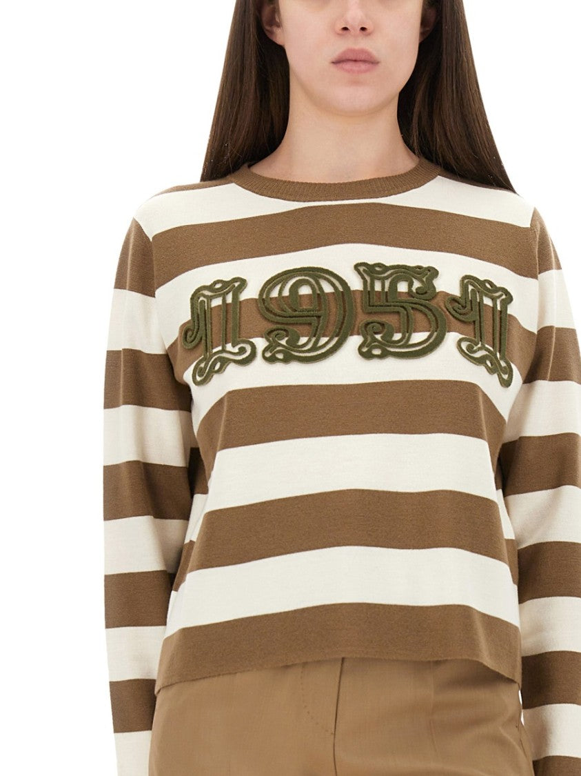 Max Mara Striped Knit Sweater With Embroidered Detail