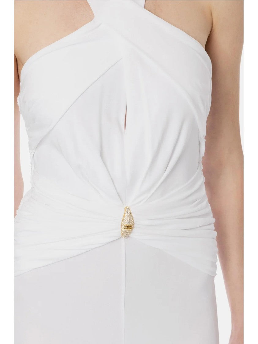 Elisabetta Franchi White Viscose Midi Dress