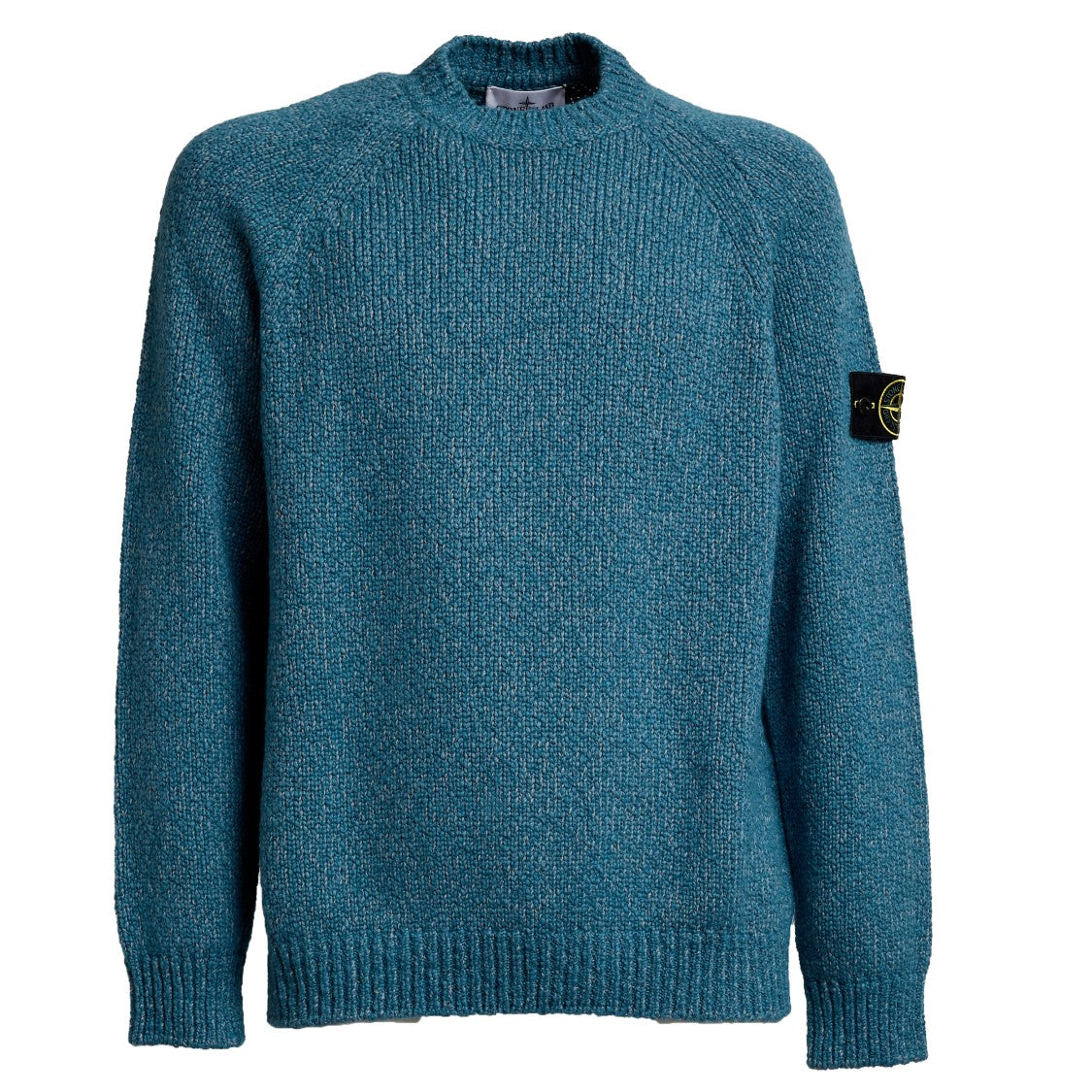 Stone Island Textured Knit Sweater With Crew Neckline And Distinctive Sleeve Patch