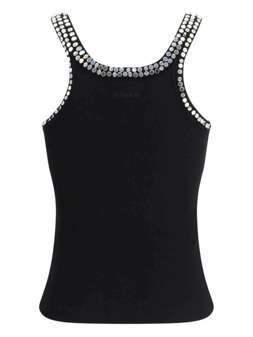 Pinko Ribbed Top With Sparkling Stud Accents