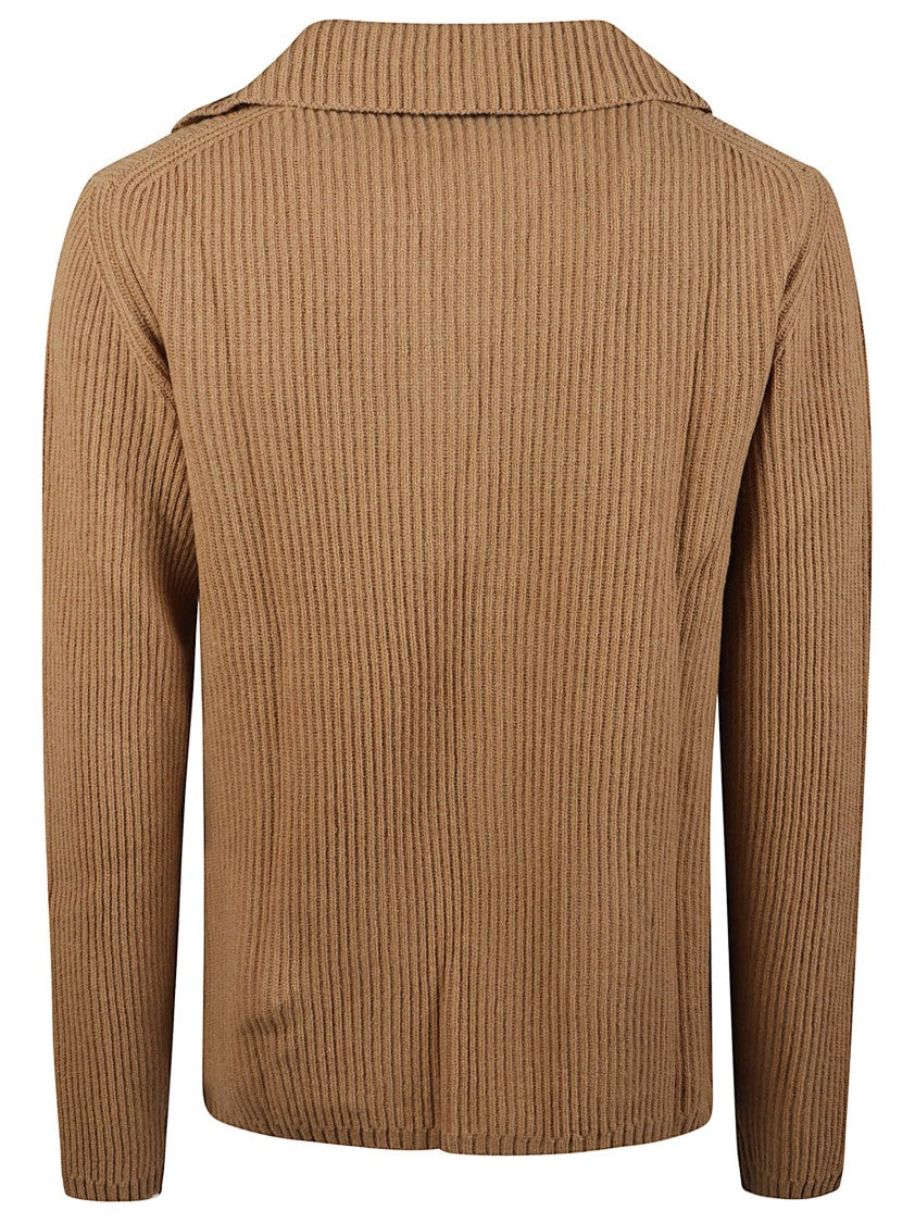 Altea Classic Collar Ribbed Virgin Wool Cardigan