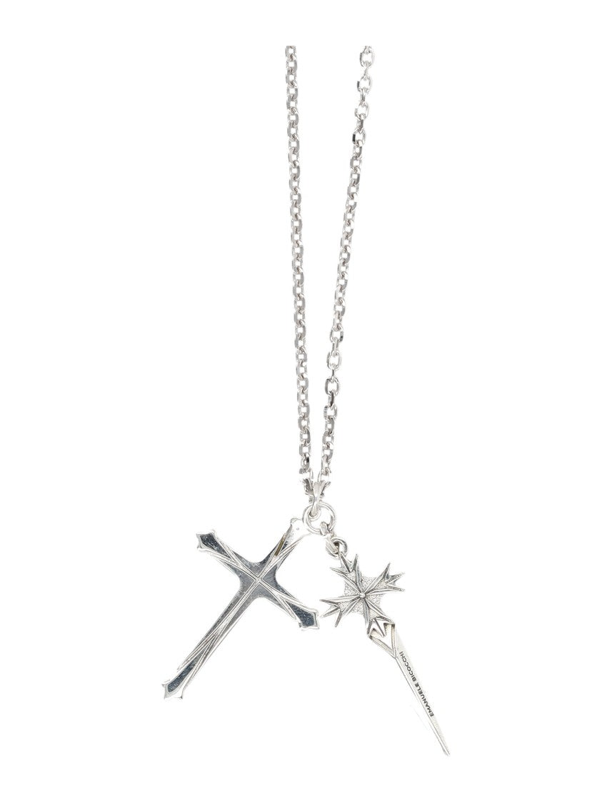 Emanuele Bicocchi Intricate Sterling Silver Pugnale And Cross Necklace
