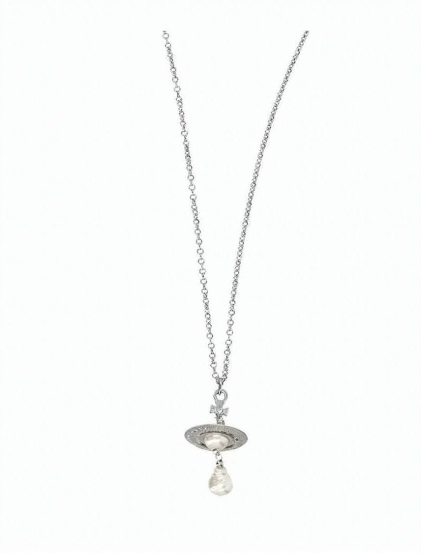 Vivienne Westwood Platinum Orb Pendant Creamrose Pearl Necklace