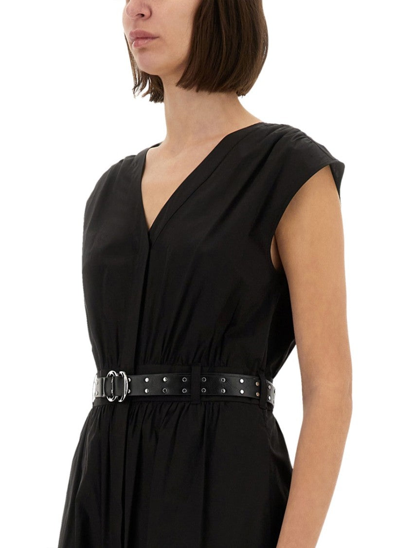 Michael Michael Kors Midi Dress With V-Neckline And Stylish Waist Belt