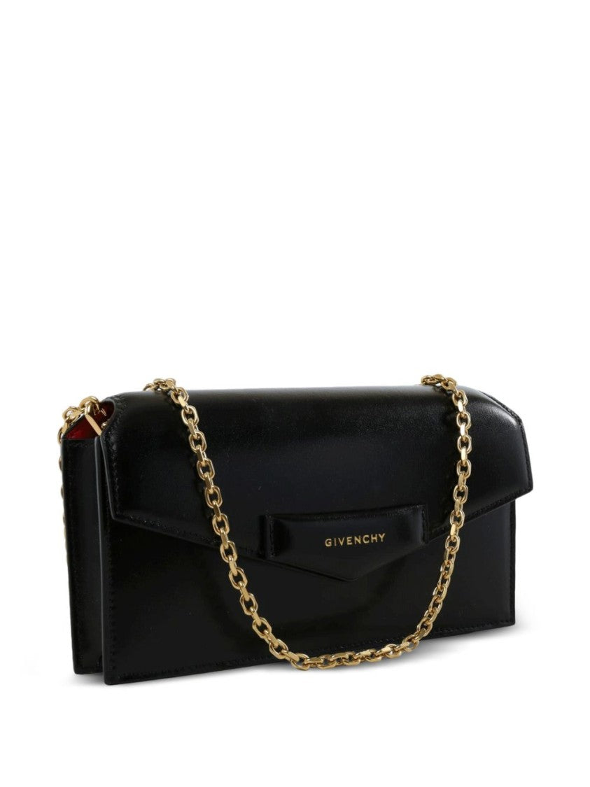 Givenchy Black Sleek Rectangular Gold Chain Shoulder Bag