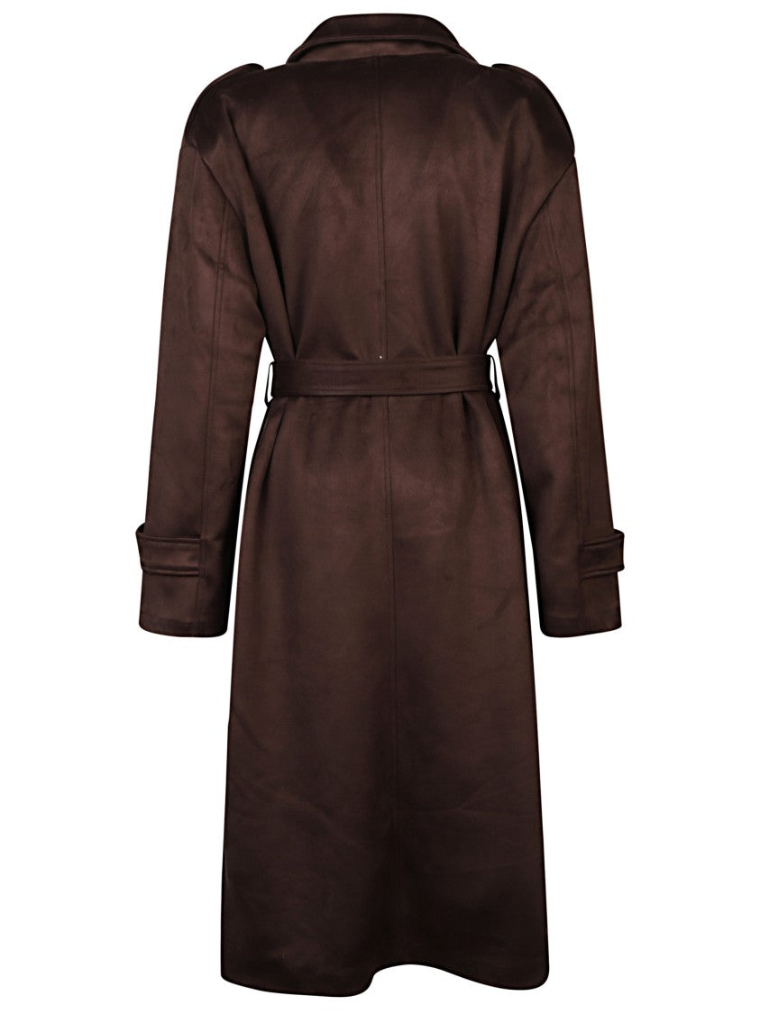 The Frankie Shop Brown Suede Trench Coat With Relaxed Fit