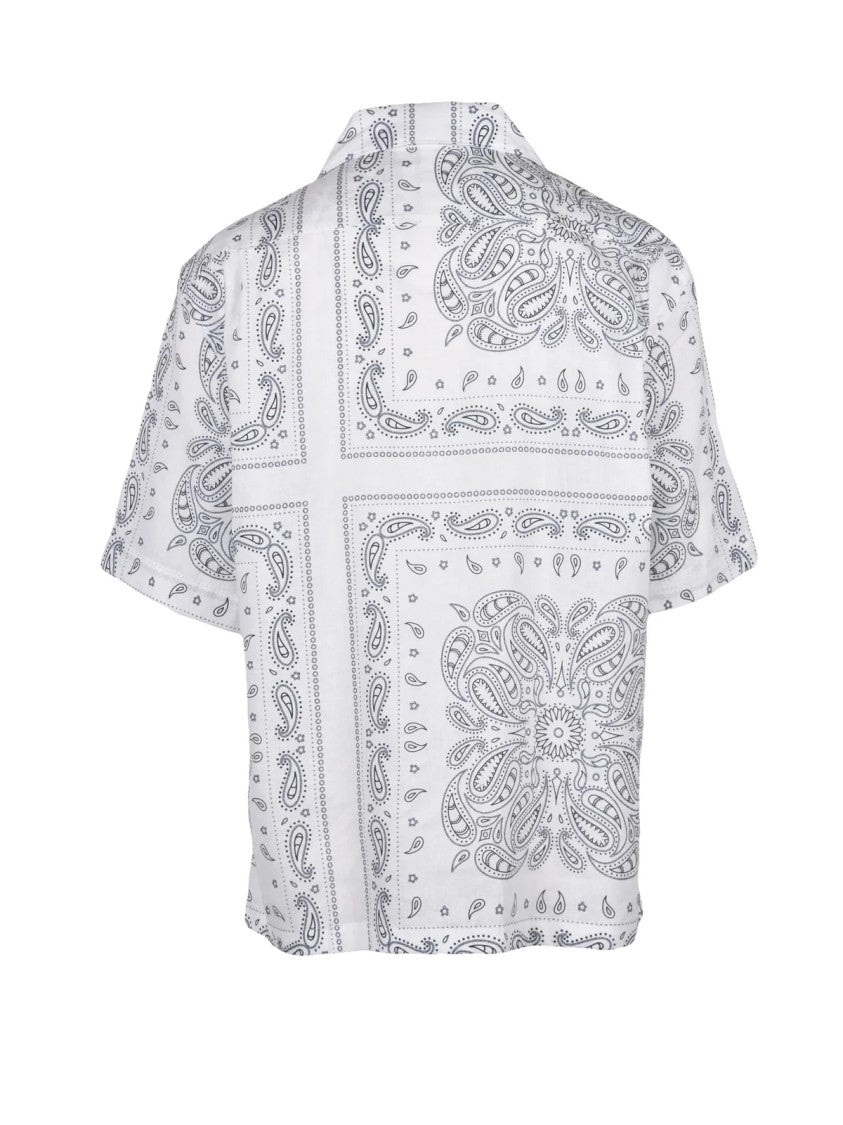 Eleventy White Blue Linen Cotton Shirt