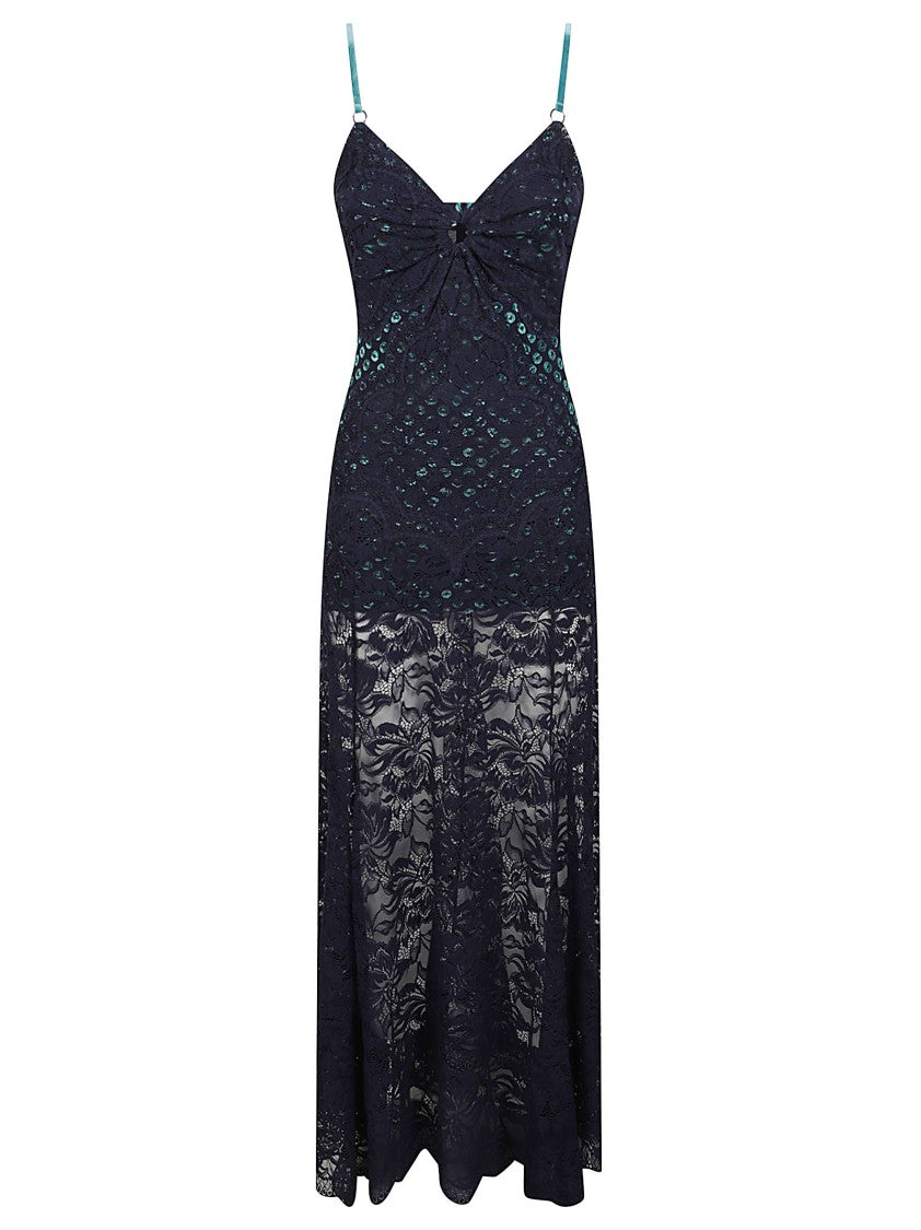 Rabanne Fitted Lace Midi Dress With Sweetheart Neckline