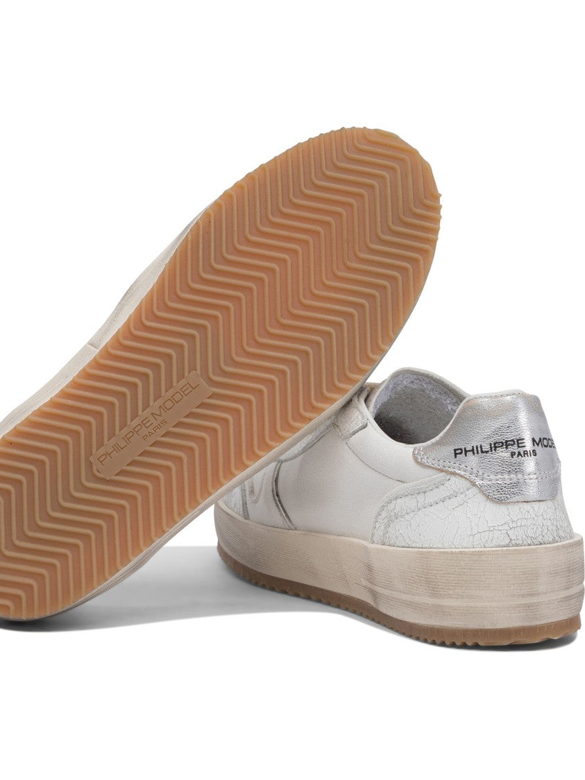 Philippe Model Paris Textured Leather Slip-On Sneakers