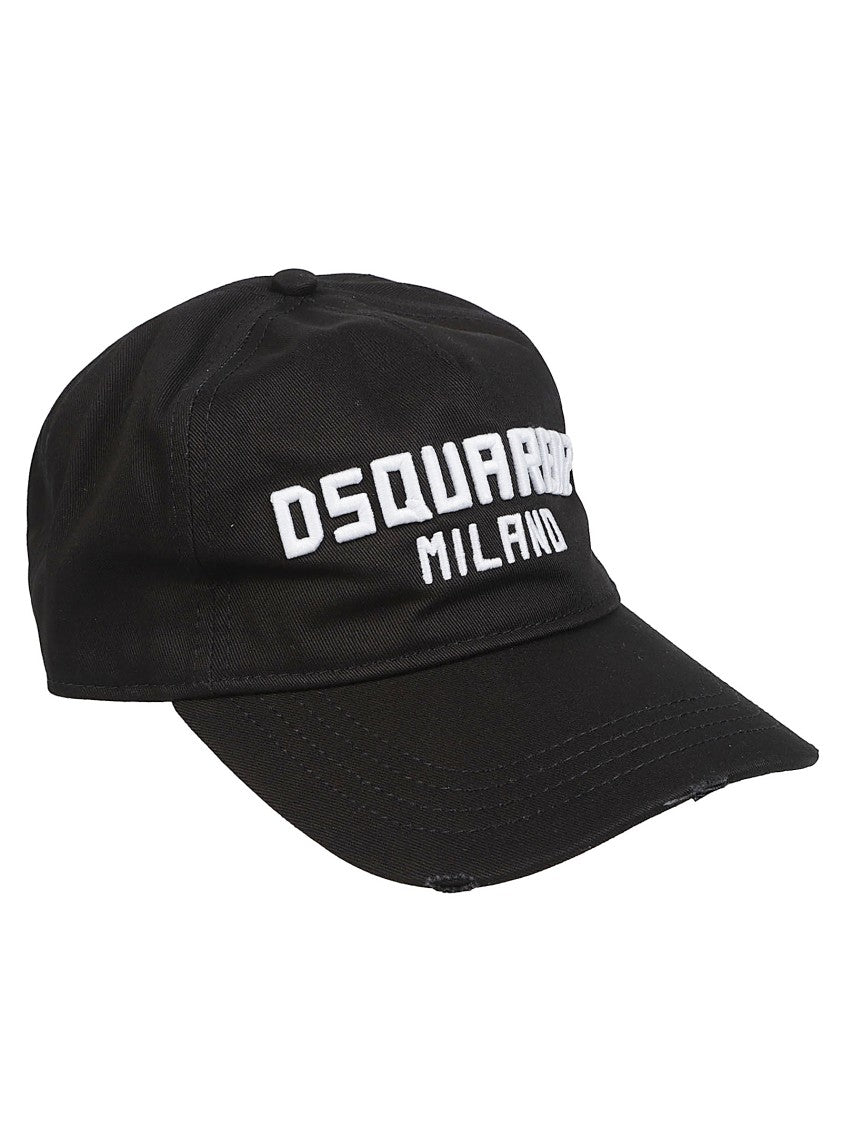 Dsquared2 Curved Brim Black Cotton Baseball Cap