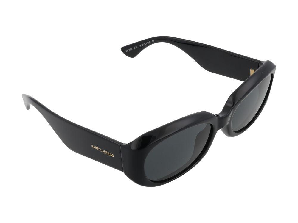Saint Laurent Oversized Glossy Black Rectangular Sunglasses
