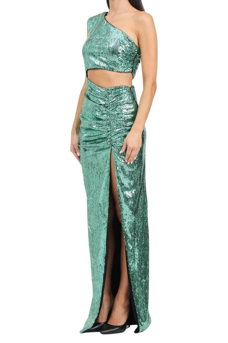 House Of Amen Long Sequin Dress - Green