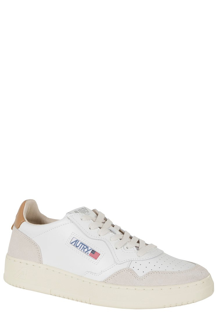 Autry White Mustard Medalist Low Suede Inserts Leather Sneakers