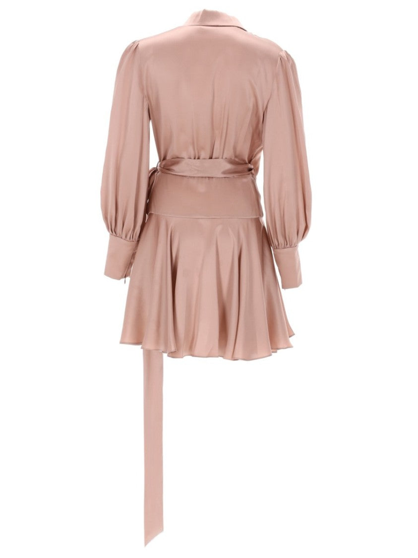 Zimmermann Mini Wrap Dress In Soft Blush Silk