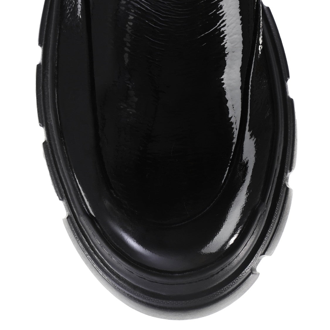 Högl Black Adventure Glossy Patent Leather Chunky Sole Ankle Boots