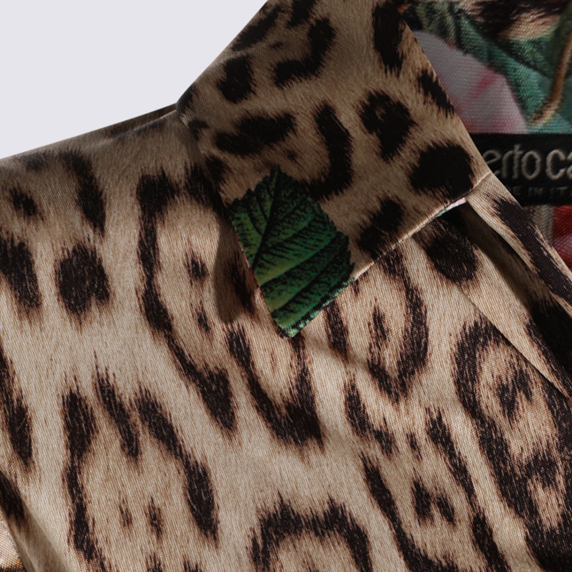 Roberto Cavalli Cropped Shirt With Bold Leopard Print