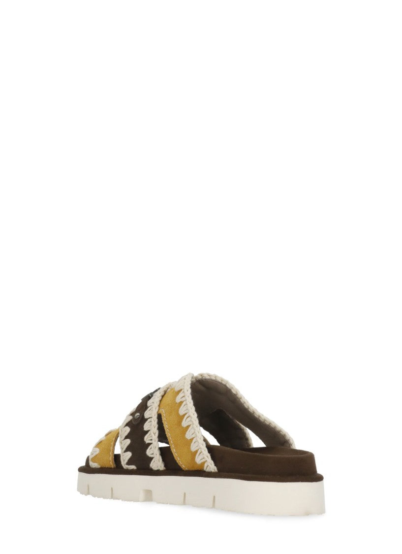 Mou Brown Bio Braided Bands Sandals