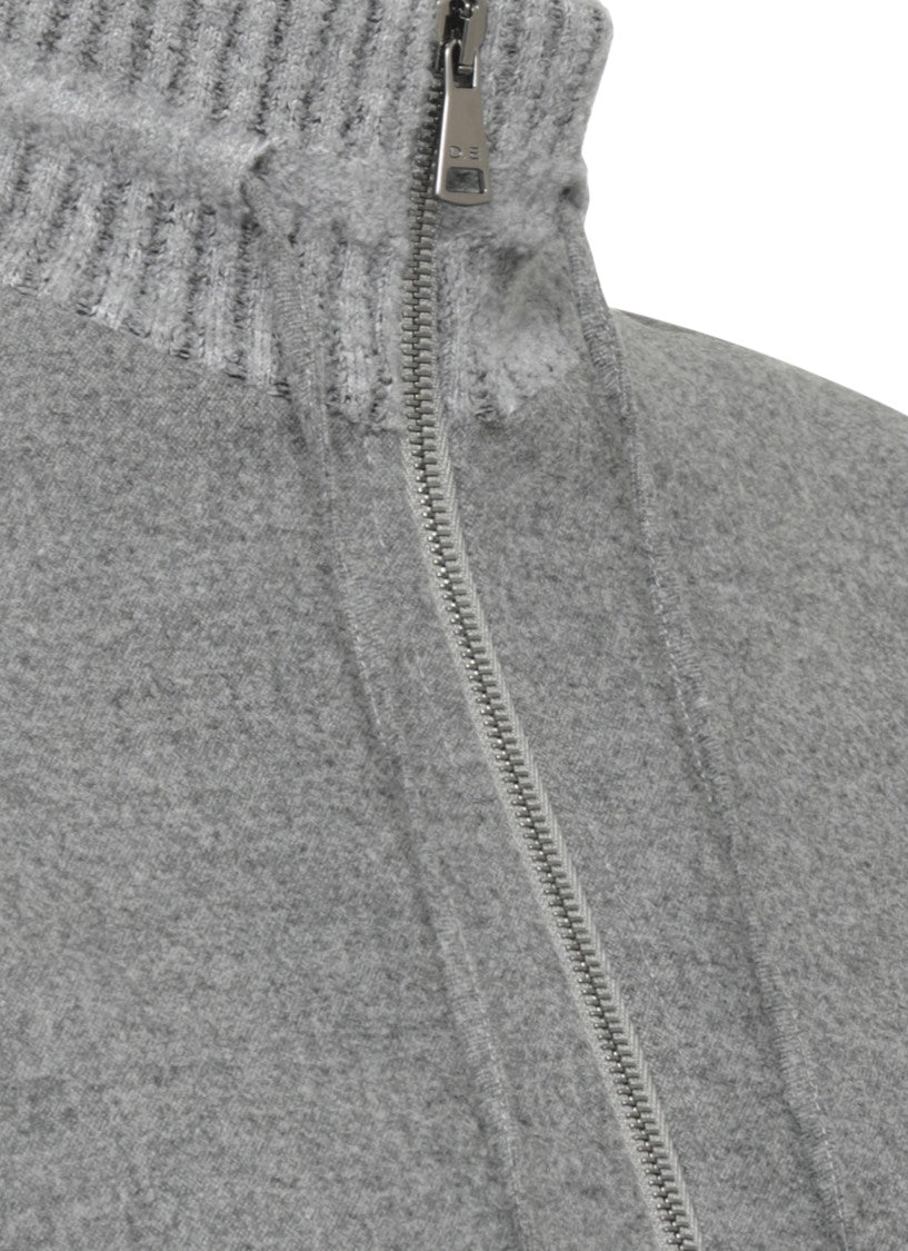 D. Exterior Grey Wool Bomber Jacket