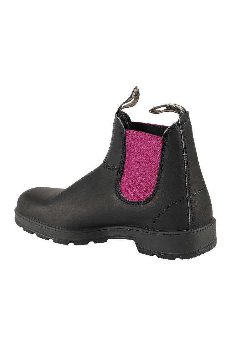 Blundstone Black Leather Boot With Fuchsia Elastic Panels